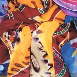 2 batik dyed silk scarves